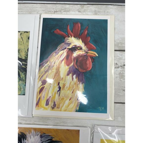 Lot of 5 ART Greeting Cards Roosters Crows Dog Art by Terry MacDonald W/Envelope - Picture 8 of 12